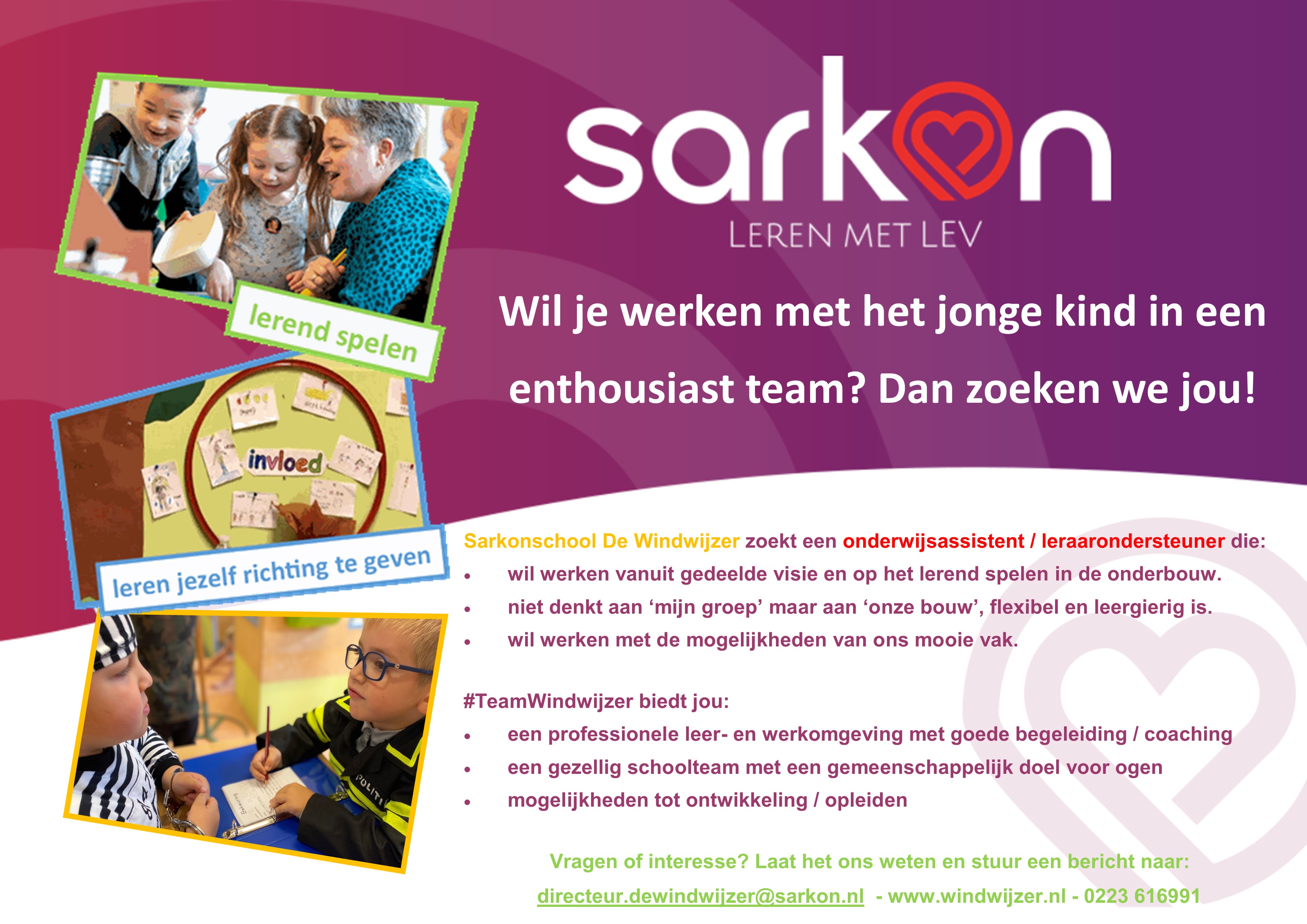 Vacature onderwijsassistent / leraarondersteuner onderbouw